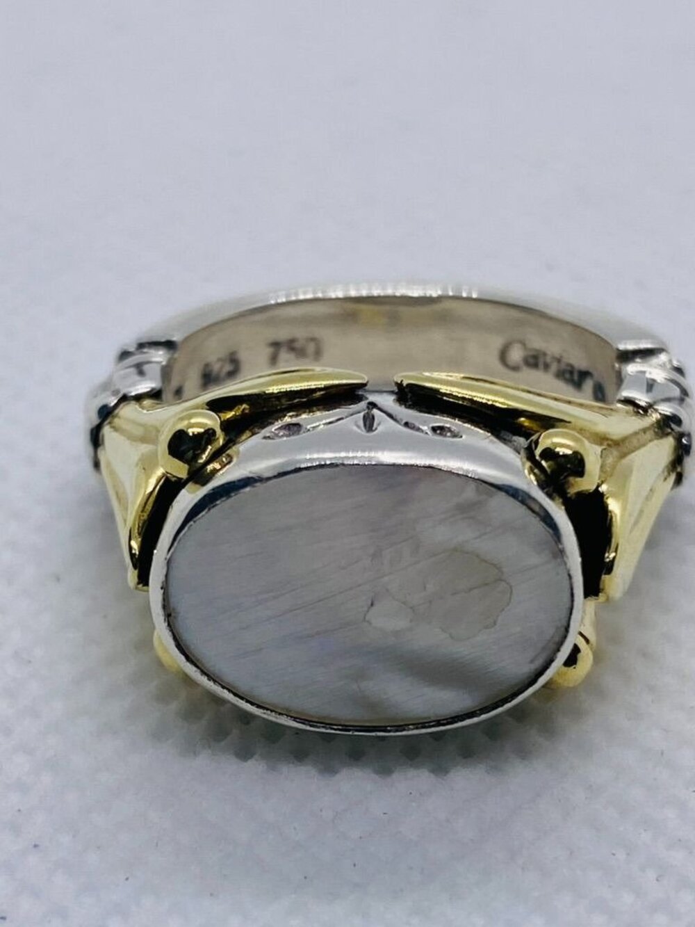 Lagos Caviar Arcadian Sterling Silver 925 18K Ring Size 8.5